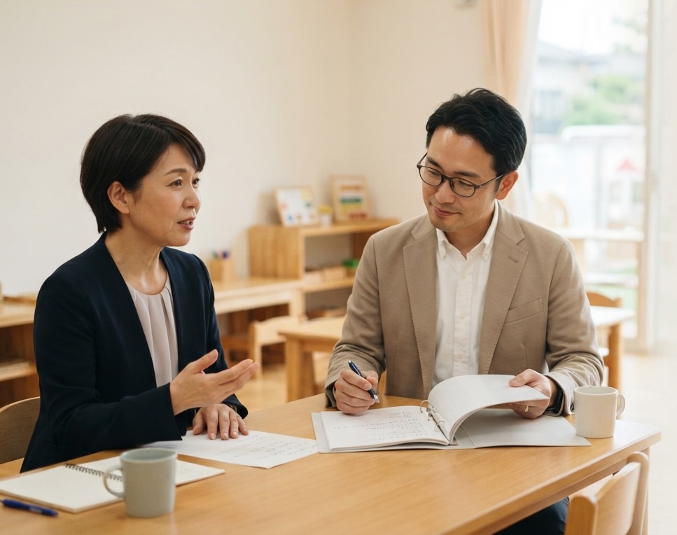 園の管理者と支援担当者の相談