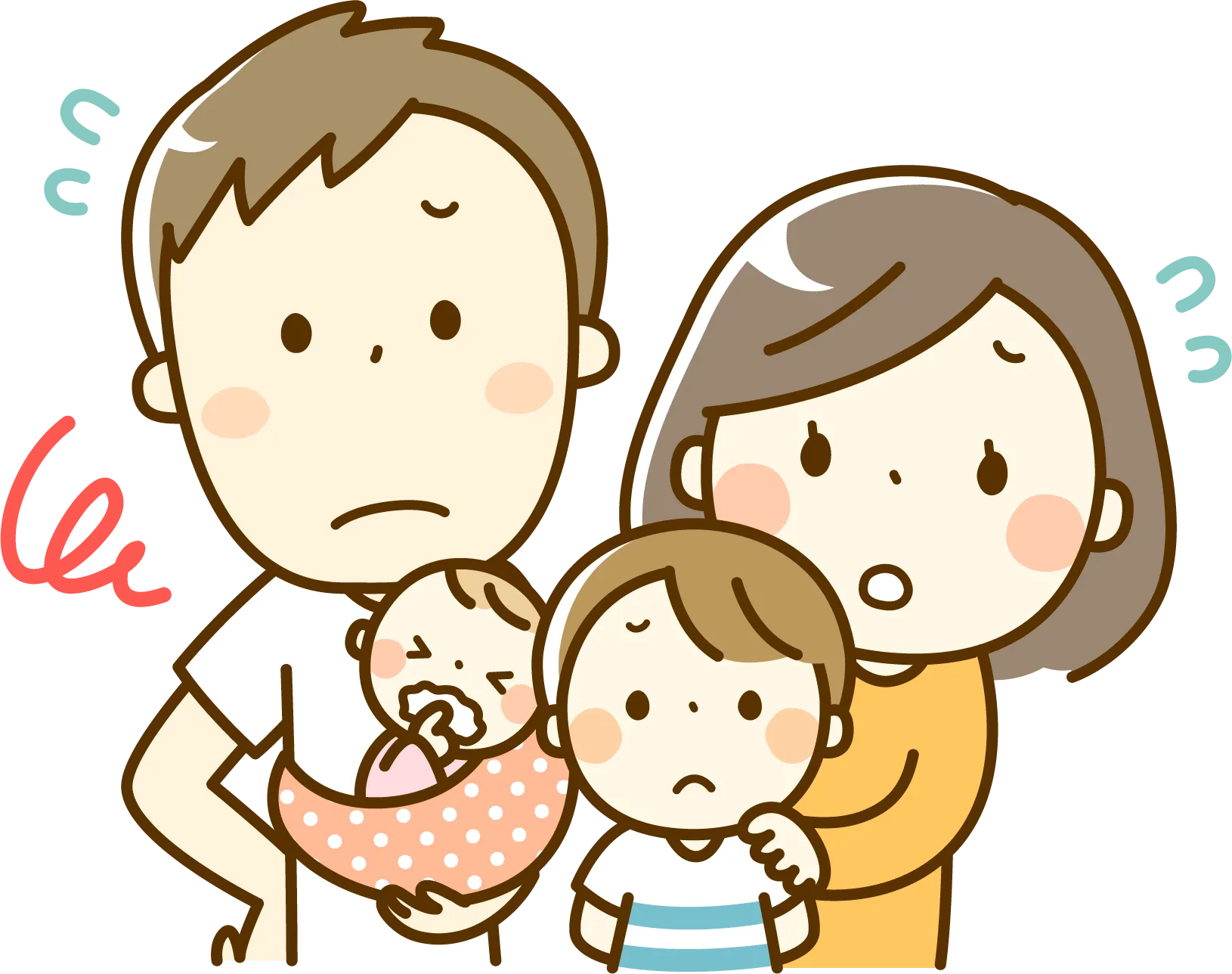 不安型の保護者のイラスト
